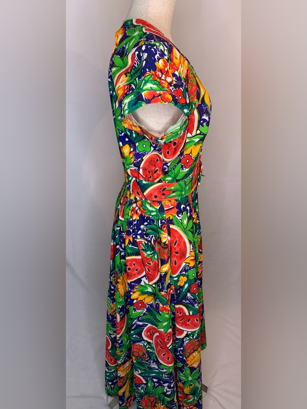 Vintage Carol Anderson Cali. Dress Women’s 11/12 L Fruit Maxi Button USA 80 90s - Picture 2 of 15